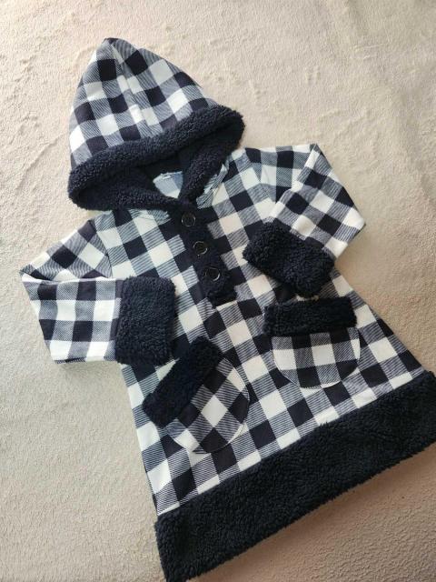 キッズ フード付ワンピース 90cm チェック柄 ボア < キッズ/ベビー キッズ フード付ワンピース 90cm チェック柄 ボア < キッズ/ベビーの