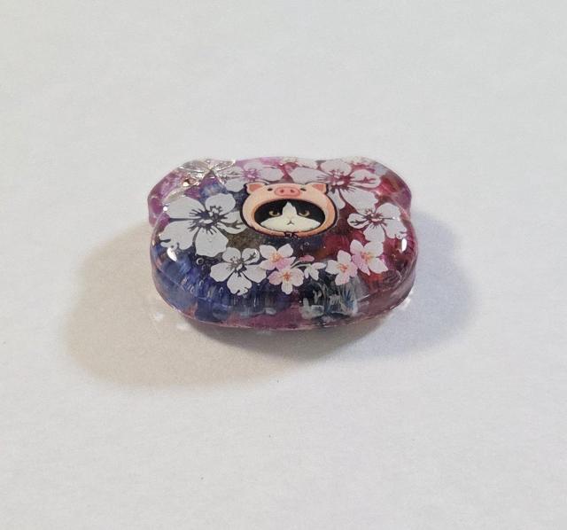 ブタねこちゃんドライフラワー入りレジンヘアゴム☆ ねこ 猫 ネコ ハチワレ猫 ブタ ヘアゴム ブローチ ポニーフック < 女性ファッション ブタねこちゃんドライフラワー入りレジンヘアゴム☆ ねこ 猫 ネコ ハチワレ猫 ブタ ヘアゴム ブローチ ポニーフック < 女性ファッションの