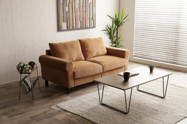 【送料無料】【二人掛け】Crank コーデュロイソファ 天然木 Sバネ ブラウン < インテリア/ライフ 【送料無料】【二人掛け】Crank コーデュロイソファ 天然木 Sバネ ブラウン < インテリア/ライフの