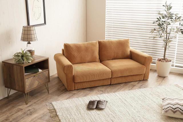 【送料無料】【二人掛け】Crank コーデュロイソファ 天然木 Sバネ ブラウン < インテリア/ライフ 【送料無料】【二人掛け】Crank コーデュロイソファ 天然木 Sバネ ブラウン < インテリア/ライフの