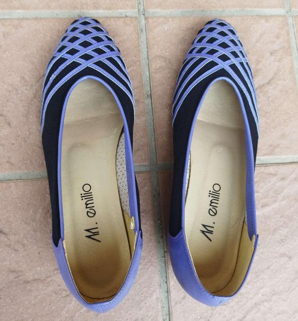 M.emilio エムエミリオ レディース フラットパンプス ブラックxパープル バイカラー < 女性ファッション M.emilio エムエミリオ レディース フラットパンプス ブラックxパープル バイカラー < 女性ファッションの