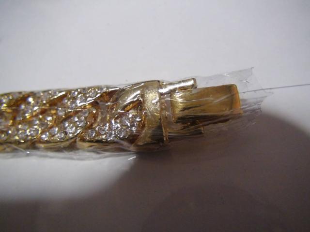 金メッキ ブレスレットステンレス 4面ラインストーン新品ON3 !。 < 男性アクセサリー/時計  金メッキ ブレスレットステンレス 4面ラインストーン新品ON3 !。 < 男性アクセサリー/時計の