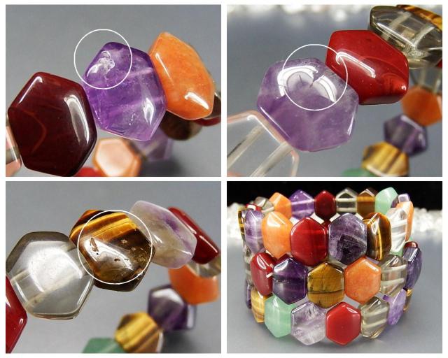 多種天然石六角形レア仕様バングルブレスレットアメジストタイガーアイ水晶etc. < 女性アクセサリー/時計  多種天然石六角形レア仕様バングルブレスレットアメジストタイガーアイ水晶etc. < 女性アクセサリー/時計の