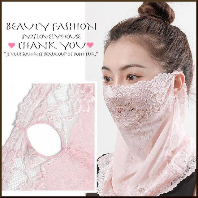 【3WAY】UVカット&通気性◎フェミニンレースフェイスカバー紫 < 女性ファッション  【3WAY】UVカット&通気性◎フェミニンレースフェイスカバー紫 < 女性ファッションの