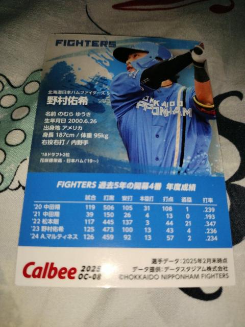 ☆2025 カルビー 第A弾!! 北海道日本ハムファイターズ 野村佑希 OP-08☆ < トレーディングカード ☆2025 カルビー 第A弾!! 北海道日本ハムファイターズ 野村佑希 OP-08☆ < トレーディングカードの