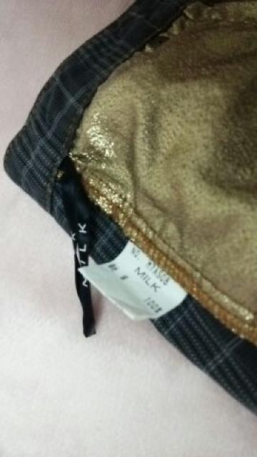 送料半額MILK後ろフリ段フリル&グレ-チェックポツケ裏地は豪華な金(//∇//)♪ < ブランド  送料半額MILK後ろフリ段フリル&グレ-チェックポツケ裏地は豪華な金(//∇//)♪ < ブランドの