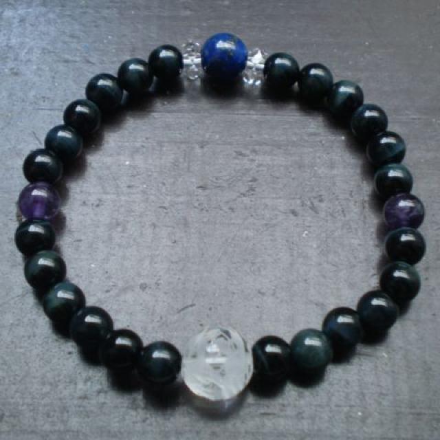 *青龍*ラピスラズリxホークアイブレスレット < 男性アクセサリー/時計 *青龍*ラピスラズリxホークアイブレスレット < 男性アクセサリー/時計の