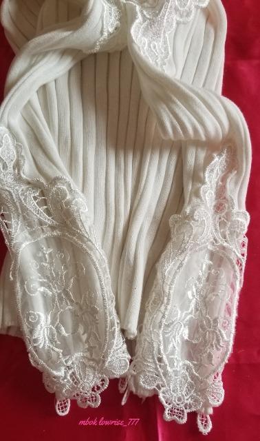 ドレーブ カーサー 透かしレース 袖のリブニット トップス < 女性ファッション ドレーブ カーサー 透かしレース 袖のリブニット トップス < 女性ファッションの