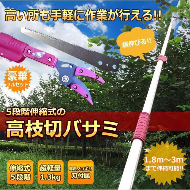 高枝切バサミ 5段階伸縮式 専用ノコギリ刃 超軽量 剪定 果実 採取 高枝切鋏 ガーデニング 庭 枝切り TAKAEDA < ペット/手芸/園芸  高枝切バサミ 5段階伸縮式 専用ノコギリ刃 超軽量 剪定 果実 採取 高枝切鋏 ガーデニング 庭 枝切り TAKAEDA < ペット/手芸/園芸の