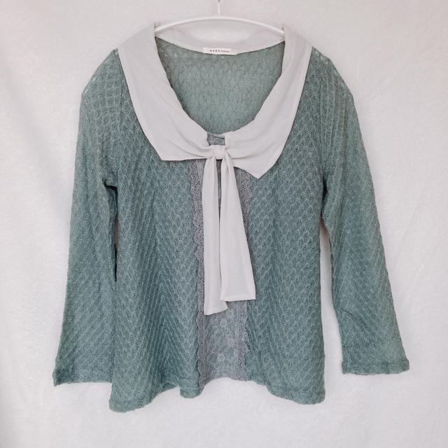 axes femme アクシーズ 長袖 サマーニット 襟付き リボンタイ トップス M N2m < ブランド  axes femme アクシーズ 長袖 サマーニット 襟付き リボンタイ トップス M N2m  < ブランドの