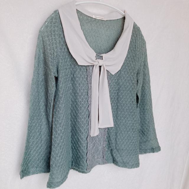 axes femme アクシーズ 長袖 サマーニット 襟付き リボンタイ トップス M N2m < ブランド  axes femme アクシーズ 長袖 サマーニット 襟付き リボンタイ トップス M N2m < ブランドの