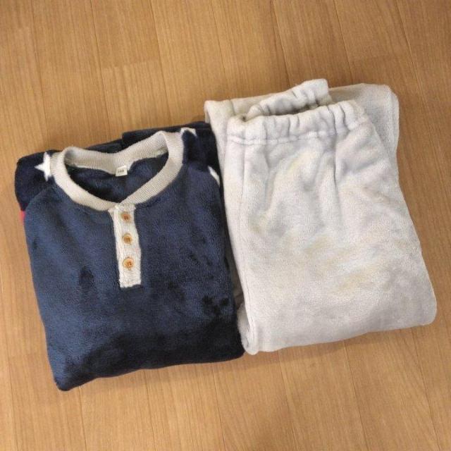 フリース パジャマ 140 紺 星柄 < キッズ/ベビー フリース パジャマ 140 紺 星柄 < キッズ/ベビーの