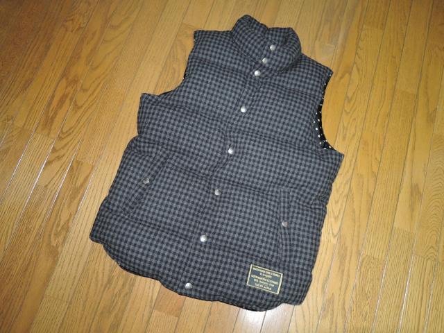 WACKO MARIA ワコマリア ダウン ベスト M 黒灰 チェックネル 裏地ドット柄 ウール DOWN VEST < ブランド  WACKO MARIA ワコマリア ダウン ベスト M 黒灰 チェックネル 裏地ドット柄 ウール DOWN VEST < ブランドの