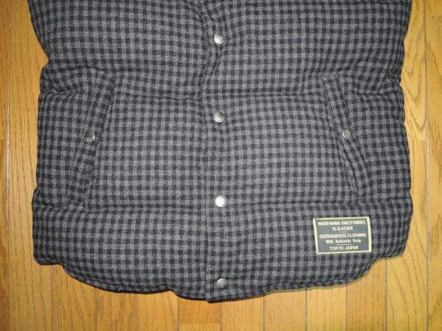 WACKO MARIA ワコマリア ダウン ベスト M 黒灰 チェックネル 裏地ドット柄 ウール DOWN VEST < ブランド  WACKO MARIA ワコマリア ダウン ベスト M 黒灰 チェックネル 裏地ドット柄 ウール DOWN VEST < ブランドの