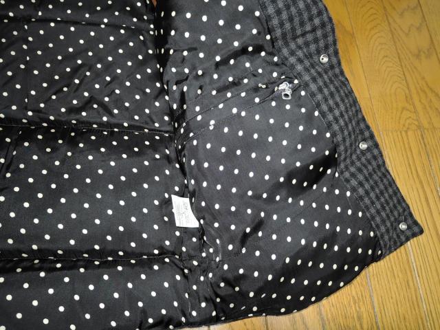 WACKO MARIA ワコマリア ダウン ベスト M 黒灰 チェックネル 裏地ドット柄 ウール DOWN VEST < ブランド  WACKO MARIA ワコマリア ダウン ベスト M 黒灰 チェックネル 裏地ドット柄 ウール DOWN VEST < ブランドの
