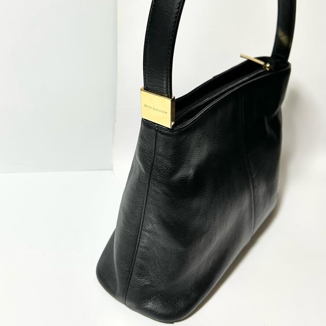 美品 BURBERRY バーバリー レザー ワンショルダーバッグ ハンドバッグ ブラック < ブランド 美品 BURBERRY バーバリー レザー ワンショルダーバッグ ハンドバッグ ブラック < ブランドの