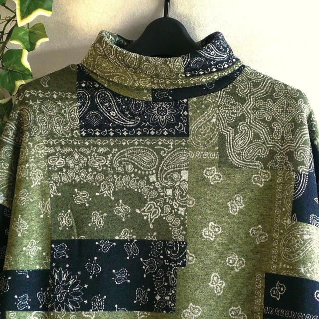 新品 a048 ML 裏起毛 あったか ワンピース グリーン系 秋 冬 ペイズリー柄 レディース ゆったりタートル < 女性ファッション 新品 a048 ML 裏起毛 あったか ワンピース グリーン系 秋 冬 ペイズリー柄 レディース ゆったりタートル < 女性ファッションの