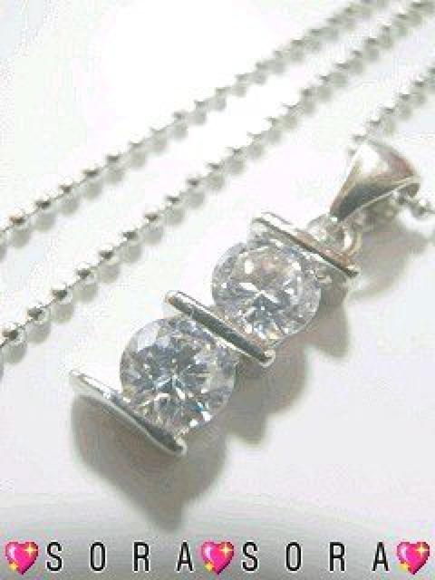 【ダブルストーン】キュービックジルコニアネックレス 巾着袋付 < 女性アクセサリー/時計  【ダブルストーン】キュービックジルコニアネックレス 巾着袋付  < 女性アクセサリー/時計の