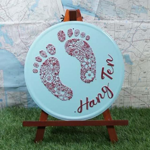 新品【ブリキ看板】Hang Ten/ハンテン 花柄ロゴ 丸型 < ホビー  新品【ブリキ看板】Hang Ten/ハンテン 花柄ロゴ 丸型  < ホビーの