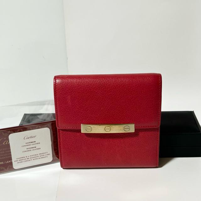 美品 Cartier カルティエ ラブコレクション レザー 三つ折り 財布 レッド < ブランド 美品 Cartier カルティエ ラブコレクション レザー 三つ折り 財布 レッド < ブランドの