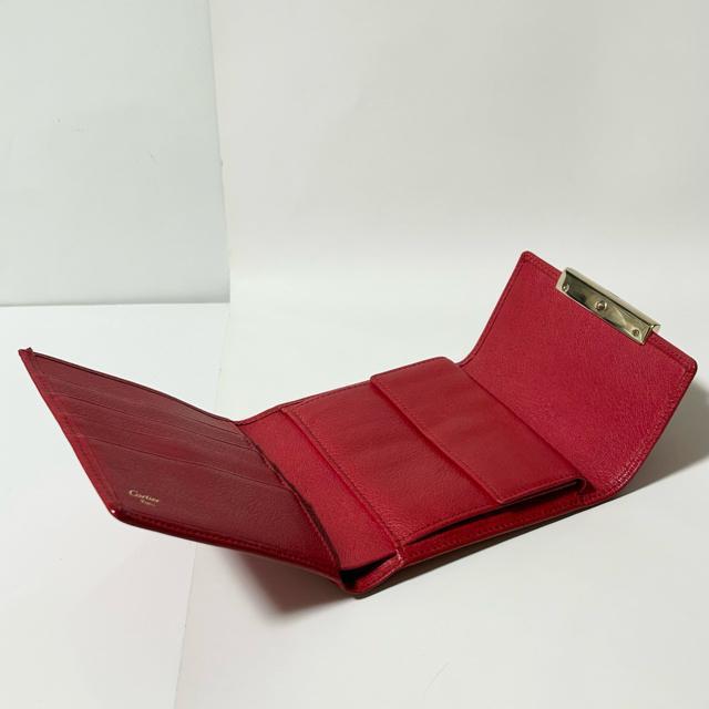美品 Cartier カルティエ ラブコレクション レザー 三つ折り 財布 レッド < ブランド 美品 Cartier カルティエ ラブコレクション レザー 三つ折り 財布 レッド < ブランドの