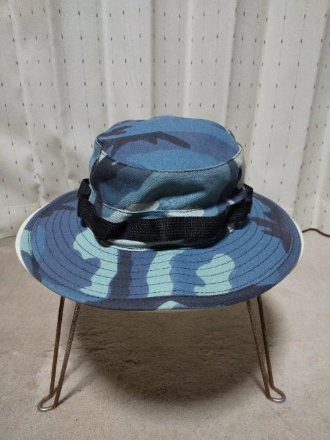 古着 vintage ミリタリー カモフラ サファリハット コットン 帽子 サイズ7 ブルー×ブラック USA製 アウトドア < 男性ファッション  古着 vintage ミリタリー カモフラ サファリハット コットン 帽子 サイズ7 ブルー×ブラック USA製 アウトドア < 男性ファッションの