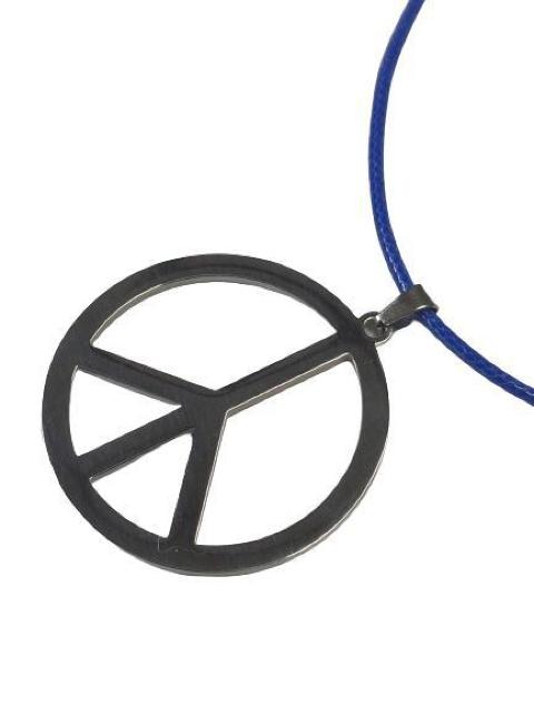 ピースマーク ネックレス チェーンブルー トップシルバー ステンレス メンズ レディース ペンダント アクセサリー < 男性アクセサリー/時計  ピースマーク ネックレス チェーンブルー トップシルバー ステンレス メンズ レディース ペンダント アクセサリー  < 男性アクセサリー/時計の