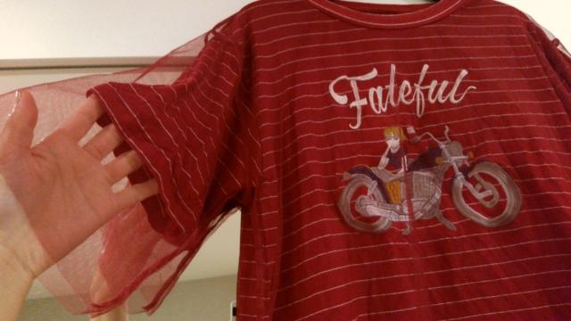 赤Tシャツ ボーダー白ライン バイクガール柄 フリーサイズМ < 女性ファッション  赤Tシャツ ボーダー白ライン バイクガール柄 フリーサイズМ < 女性ファッションの
