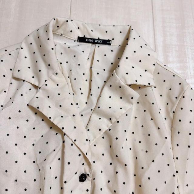 ◆one*way/ワンウェイ◆半袖シャツワンピース★ドット柄ミニワンピ*ベージュM♪美品 < ブランド  ◆one*way/ワンウェイ◆半袖シャツワンピース★ドット柄ミニワンピ*ベージュM♪美品 < ブランドの