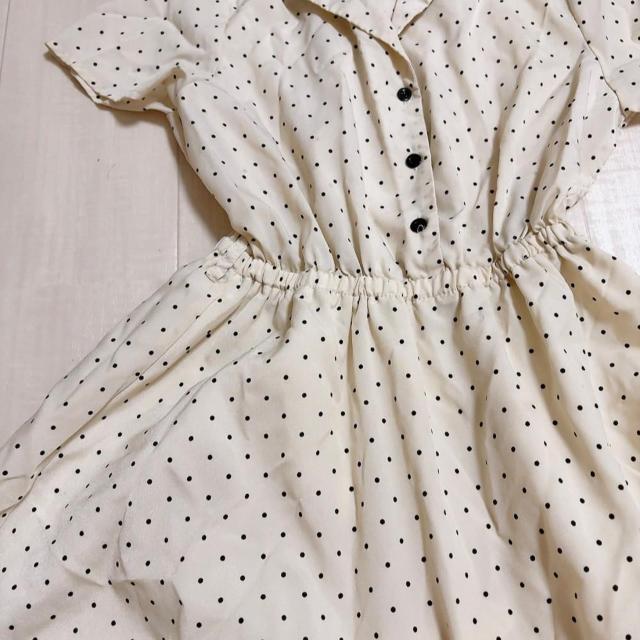 ◆one*way/ワンウェイ◆半袖シャツワンピース★ドット柄ミニワンピ*ベージュM♪美品 < ブランド  ◆one*way/ワンウェイ◆半袖シャツワンピース★ドット柄ミニワンピ*ベージュM♪美品 < ブランドの
