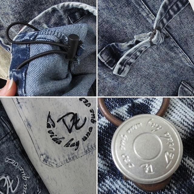 NEW最新bgM【Dealivez】リーフロゴ刺繍 デニム オーバーロール デッキサロペ 特殊加工 < 女性ファッション NEW最新bgM【Dealivez】リーフロゴ刺繍 デニム オーバーロール デッキサロペ 特殊加工 < 女性ファッションの