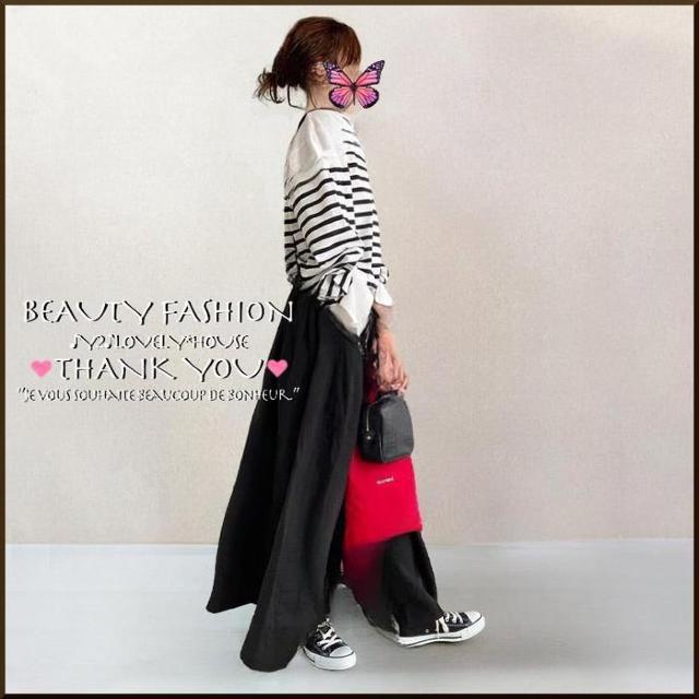 〜3L*2枚セット*ボーダーカットソー+ジャンパスカート < 女性ファッション 〜3L*2枚セット*ボーダーカットソー+ジャンパスカート < 女性ファッションの