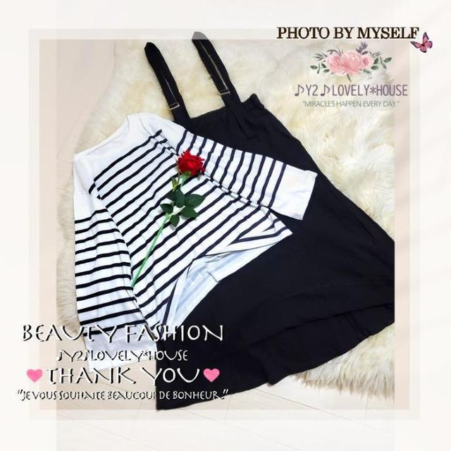 〜3L*2枚セット*ボーダーカットソー+ジャンパスカート < 女性ファッション 〜3L*2枚セット*ボーダーカットソー+ジャンパスカート < 女性ファッションの