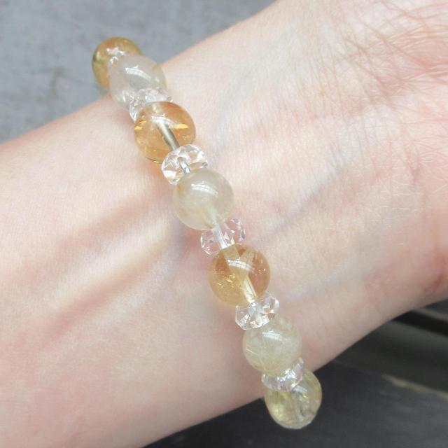 ルチルクォーツxシトリンブレスレット 天然石 < 女性アクセサリー/時計 ルチルクォーツxシトリンブレスレット 天然石 < 女性アクセサリー/時計の