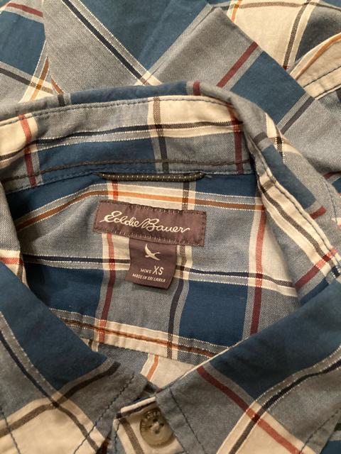 EDDIE BAUER エディーバウアー チェック シャツ ブルー 古着 アメカジ メンズ コットン XS < ブランド  EDDIE BAUER エディーバウアー チェック シャツ ブルー 古着 アメカジ メンズ コットン XS < ブランドの