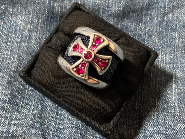 tj silversmith シルバー 925 エイ革 スティングレイ アイアンクロス メンズ レディース リング 指輪 < 男性アクセサリー/時計 tj silversmith シルバー 925 エイ革 スティングレイ アイアンクロス メンズ レディース リング 指輪 < 男性アクセサリー/時計の