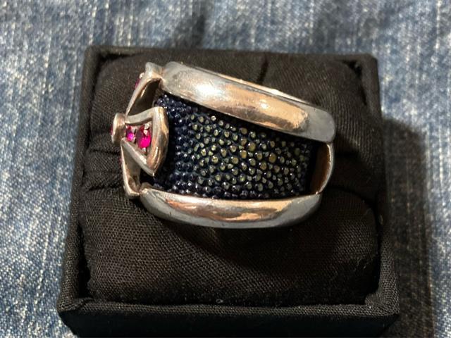 tj silversmith シルバー 925 エイ革 スティングレイ アイアンクロス メンズ レディース リング 指輪 < 男性アクセサリー/時計 tj silversmith シルバー 925 エイ革 スティングレイ アイアンクロス メンズ レディース リング 指輪 < 男性アクセサリー/時計の