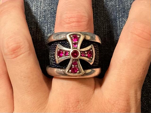 tj silversmith シルバー 925 エイ革 スティングレイ アイアンクロス メンズ レディース リング 指輪 < 男性アクセサリー/時計 tj silversmith シルバー 925 エイ革 スティングレイ アイアンクロス メンズ レディース リング 指輪 < 男性アクセサリー/時計の