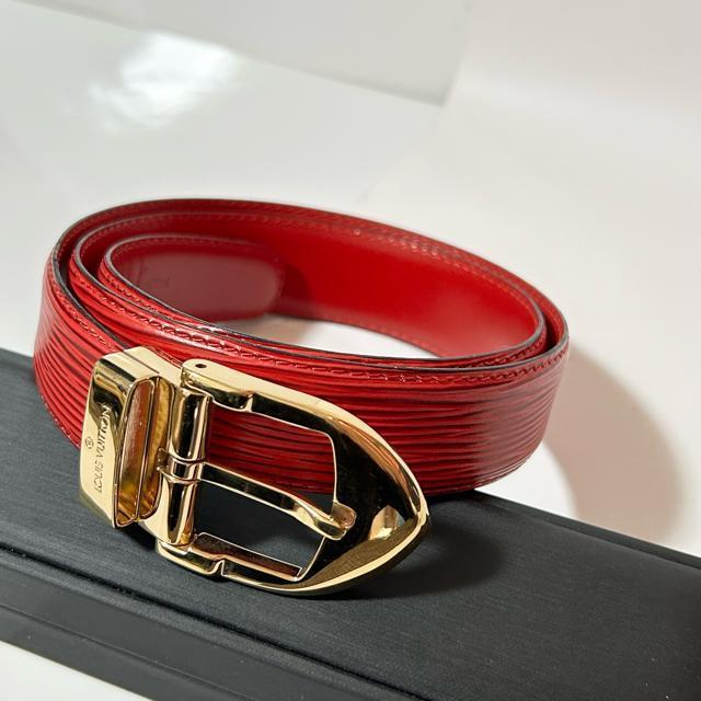 LOUIS VUITTON �G�s �x���g �T�C�Y 34/85 �S�[���h���� ���b�h �� �u�����h�� 