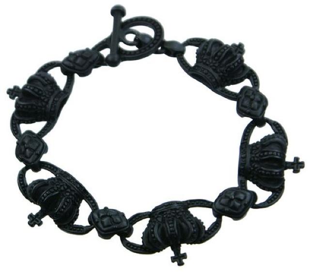 メンズブレスレット・クラウンモチーフ ブラック 王冠 モチーフ ゴシック V系 パンクロック バンド アンティーク ホスト < 男性アクセサリー/時計  メンズブレスレット・クラウンモチーフ ブラック 王冠 モチーフ ゴシック V系 パンクロック バンド アンティーク ホスト  < 男性アクセサリー/時計の