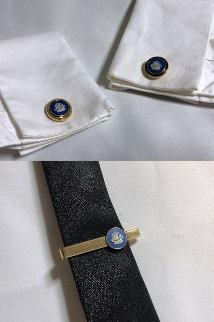 正規 ウェッジウッド ジャスパー 帆船モチーフタイピン カフス SET 青×白×ゴールド カフリンクス クリップタイバー < 男性ファッション  正規 ウェッジウッド ジャスパー 帆船モチーフタイピン カフス SET 青×白×ゴールド カフリンクス クリップタイバー < 男性ファッションの