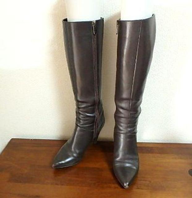 ◆GINZA Kanematsu 銀座かねまつ レザー ロングブーツ レディース 中古品 22 < 女性ファッション  ◆GINZA Kanematsu 銀座かねまつ レザー ロングブーツ レディース 中古品 22  < 女性ファッションの