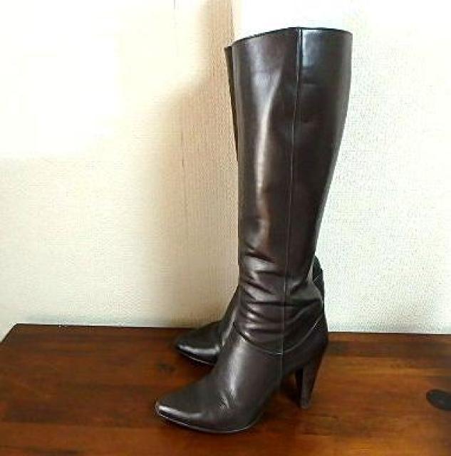 ◆GINZA Kanematsu 銀座かねまつ レザー ロングブーツ レディース 中古品 22 < 女性ファッション  ◆GINZA Kanematsu 銀座かねまつ レザー ロングブーツ レディース 中古品 22 < 女性ファッションの