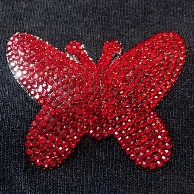 赤色 ラインストーン 蝶々 ワッペン グローブ 指なし 指ナシ 手袋 < 女性ファッション 赤色 ラインストーン 蝶々 ワッペン グローブ 指なし 指ナシ 手袋 < 女性ファッションの