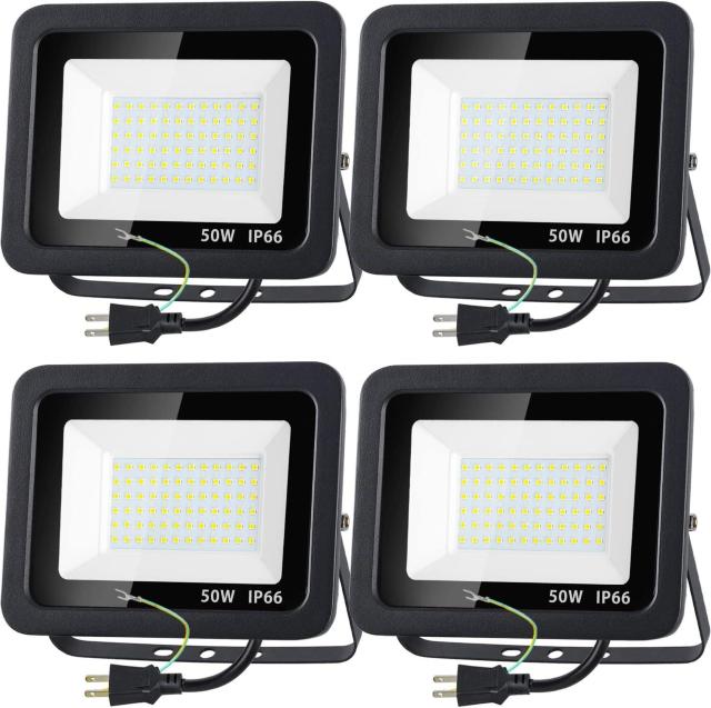 LED投光器 屋外 作業灯 50W【4個セット】850W相当 昼光色 LEDチップ IP66防水 2Mコード アース付きプラグ < ペット/手芸/園芸  LED投光器 屋外 作業灯 50W【4個セット】850W相当 昼光色 LEDチップ IP66防水 2Mコード アース付きプラグ  < ペット/手芸/園芸の