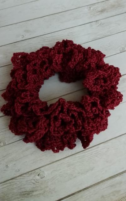 ハンドメイド ダブルフリルシュシュ ボルドー < 女性ファッション ハンドメイド ダブルフリルシュシュ ボルドー < 女性ファッションの