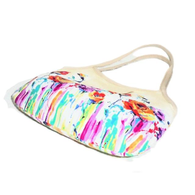 【マチなしグラニーバッグ】◆水彩タッチ花×アイボリー地 < 女性ファッション 【マチなしグラニーバッグ】◆水彩タッチ花×アイボリー地 < 女性ファッションの