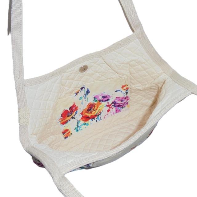 【マチなしグラニーバッグ】◆水彩タッチ花×アイボリー地 < 女性ファッション 【マチなしグラニーバッグ】◆水彩タッチ花×アイボリー地 < 女性ファッションの