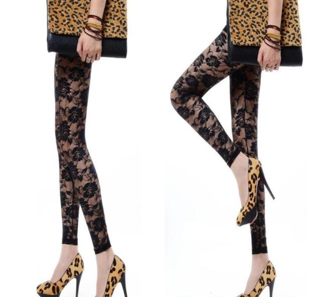 送料無料 レディース  花柄 レース レギンス 薔薇柄 伸縮ストレッチ素材  ブラック < 女性ファッション  送料無料 レディース  花柄 レース レギンス 薔薇柄 伸縮ストレッチ素材  ブラック < 女性ファッションの