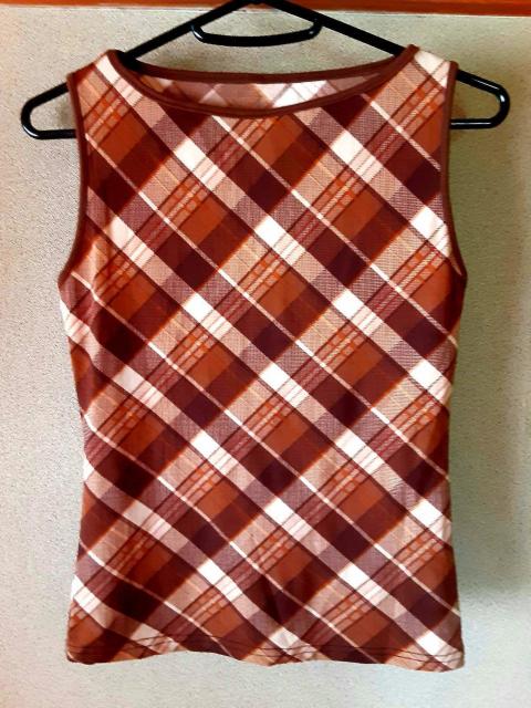 アンサンブル カーディガン + タンクトップ 茶色 チェック ブラ < 女性ファッション  アンサンブル カーディガン + タンクトップ 茶色 チェック ブラ < 女性ファッションの